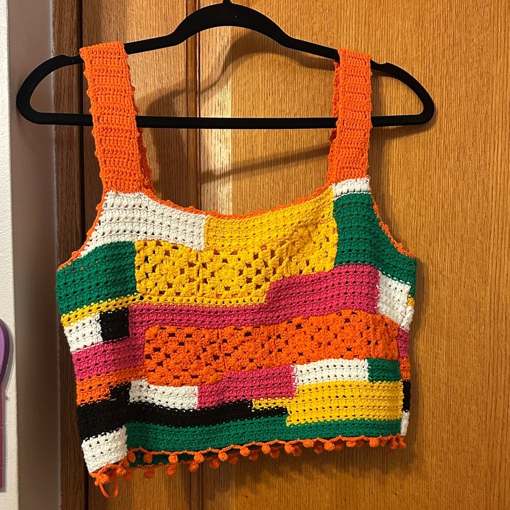 Zara Multicolor Crochet Crop Top